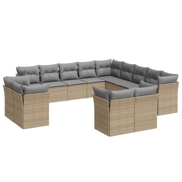 vidaXL sofasæt til haven 13 dele med hynder polyrattan beige