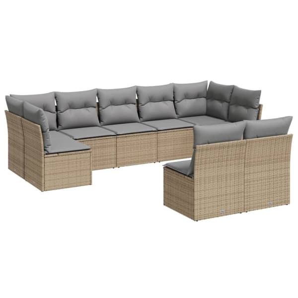 vidaXL sofasæt til haven 9 dele med hynder polyrattan beige
