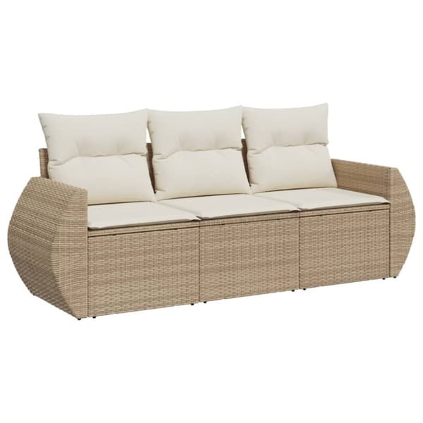 vidaXL sofasæt til haven 3 dele med hynder polyrattan beige