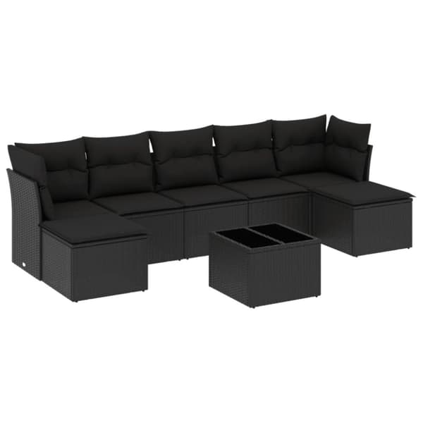 vidaXL sofasæt til haven 8 dele med hynder polyrattan sort