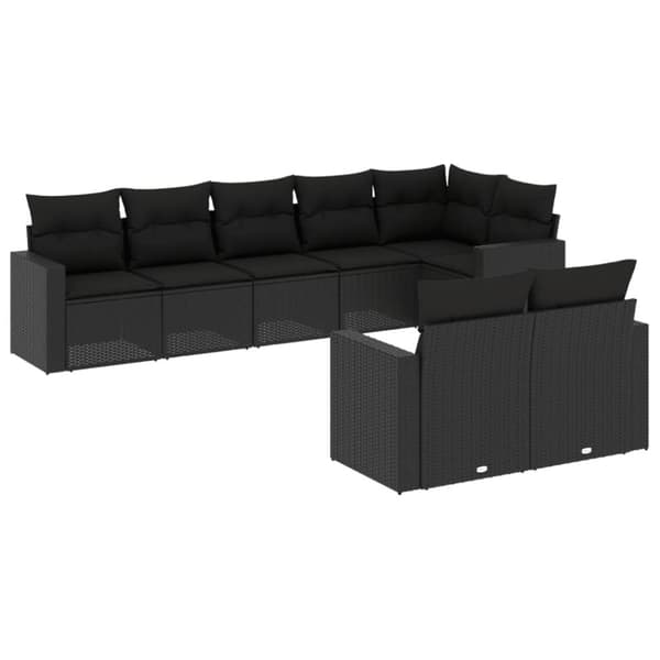 vidaXL sofasæt til haven 8 dele med hynder polyrattan sort