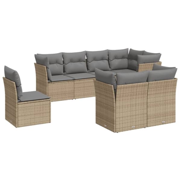 vidaXL sofasæt til haven 8 dele med hynder polyrattan beige