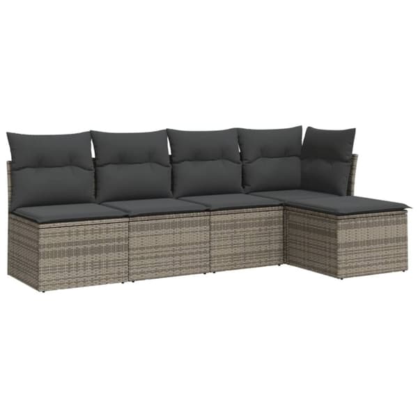 vidaXL sofasæt 5 dele med hynder polyrattan grå