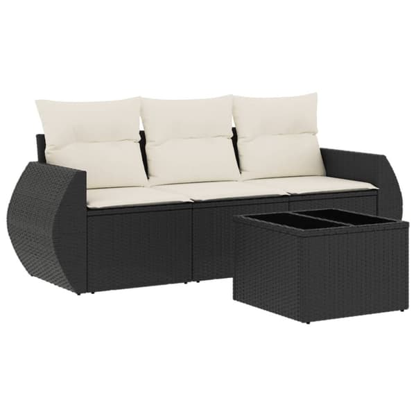 vidaXL sofasæt til haven 4 dele med hynder polyrattan sort