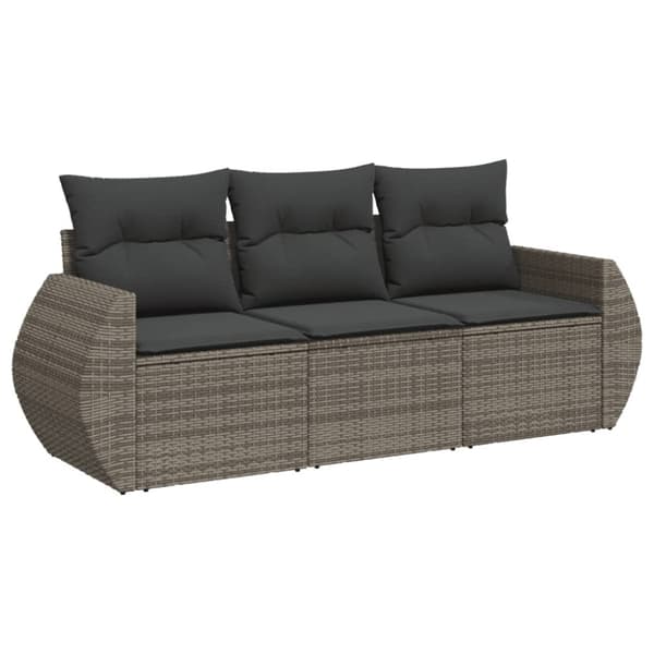 vidaXL havesofasæt 3 dele med hynder polyrattan grå
