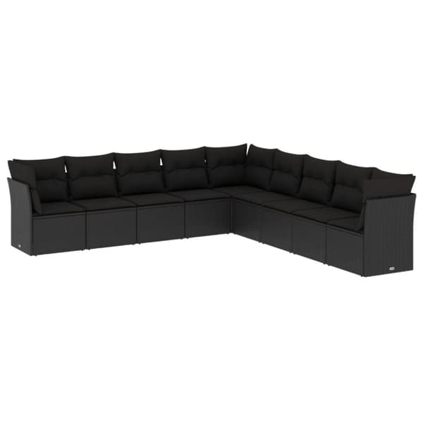 vidaXL sofasæt til haven 9 dele med hynder polyrattan sort