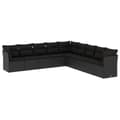 Miniatyrbillede 1 af 3: vidaXL sofasæt til haven 9 dele med hynder polyrattan sort