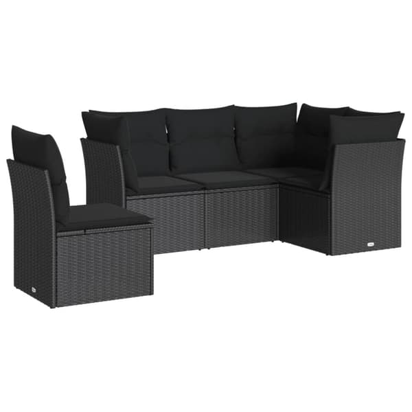 vidaXL sofasæt til haven 5 dele med hynder polyrattan sort