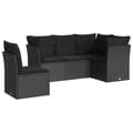 Miniatyrbillede 1 af 3: vidaXL sofasæt til haven 5 dele med hynder polyrattan sort