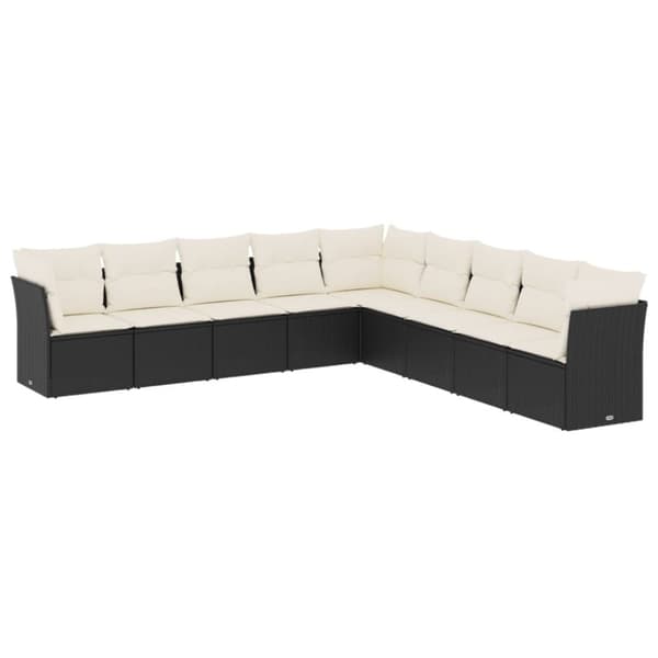 vidaXL sofasæt til haven 9 dele med hynder polyrattan sort