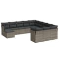Miniatyrbillede 1 af 3: vidaXL sofasæt til haven 12 dele med hynder polyrattan grå