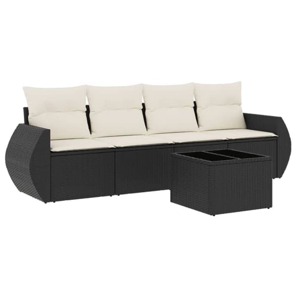 vidaXL sofasæt til haven 5 dele med hynder polyrattan sort