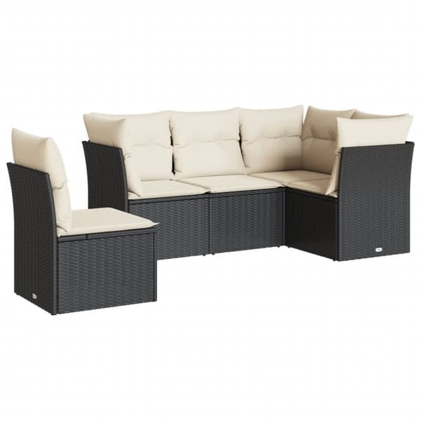 vidaXL sofasæt til haven 5 dele med hynder polyrattan sort