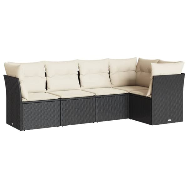 vidaXL sofasæt til haven 5 dele med hynder polyrattan sort