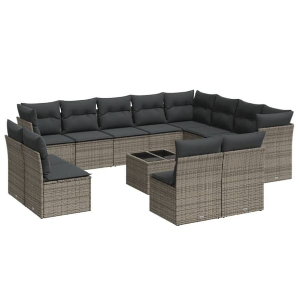 vidaXL sofasæt til haven 13 dele med hynder polyrattan grå