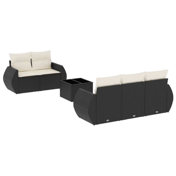 vidaXL sofasæt til haven 6 dele med hynder polyrattan sort