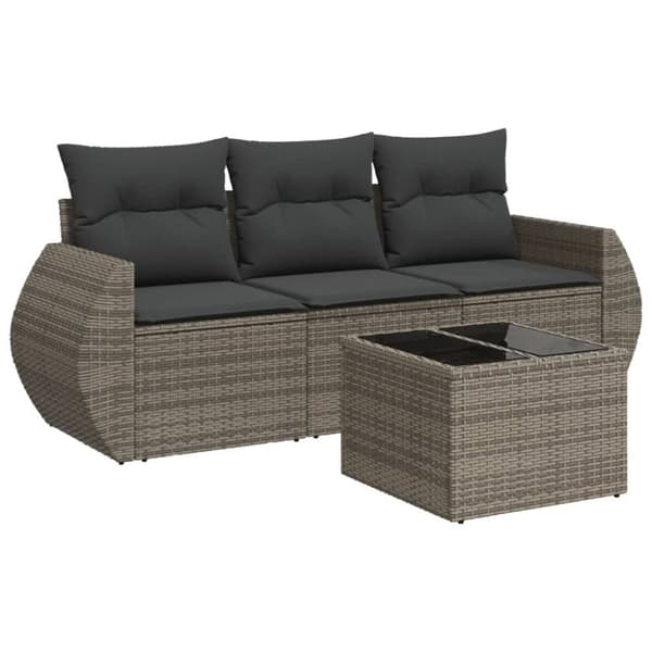 vidaXL sofasæt til haven 4 dele med hynder polyrattan grå