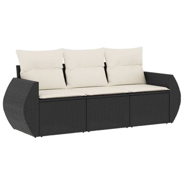 vidaXL sofasæt til haven 3 dele med hynder polyrattan sort