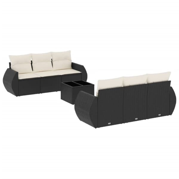 vidaXL sofasæt til haven 7 dele med hynder polyrattan sort