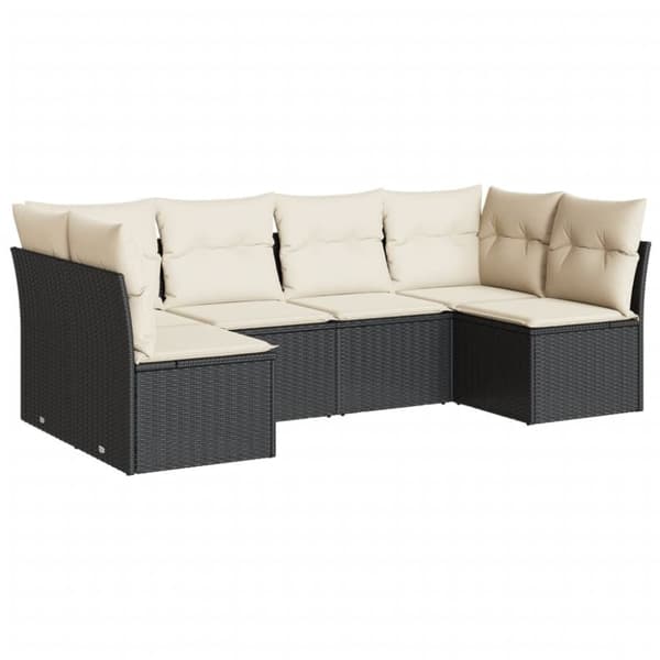 vidaXL sofasæt til haven 6 dele med hynder polyrattan sort