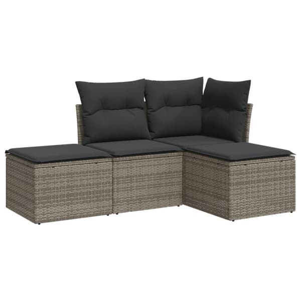 vidaXL sofasæt til haven 4 dele med hynder polyrattan grå
