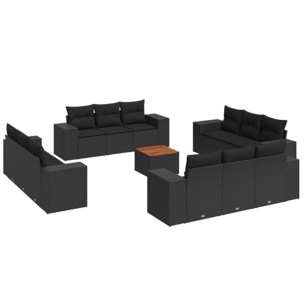 vidaXL sofasæt til haven 13 dele med hynder polyrattan sort