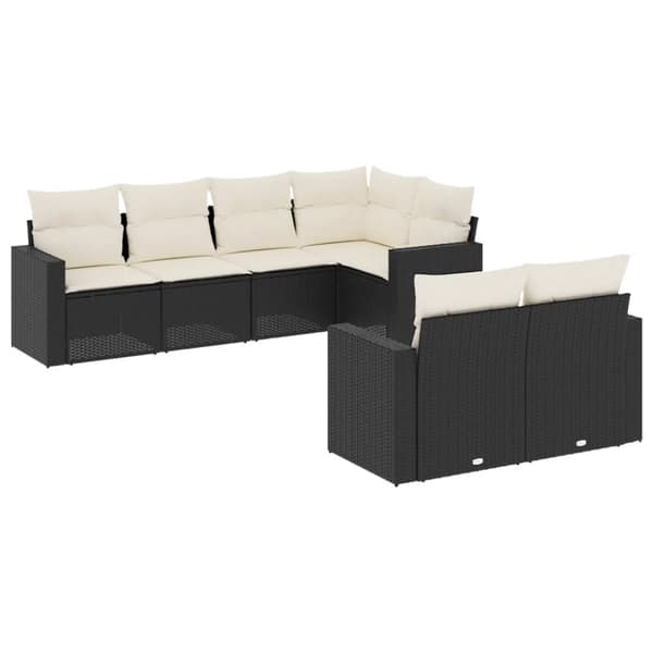 vidaXL sofasæt til haven 7 dele med hynder polyrattan sort