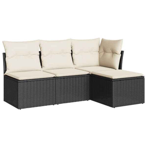 vidaXL sofasæt til haven 4 dele med hynder polyrattan sort