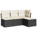 Miniatyrbillede 1 af 3: vidaXL sofasæt til haven 4 dele med hynder polyrattan sort