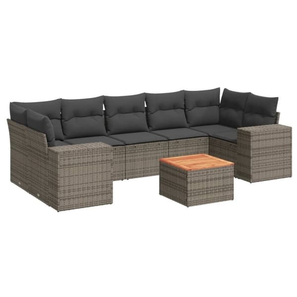 vidaXL sofasæt til haven 8 dele med hynder polyrattan grå