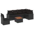 Miniatyrbillede 1 af 3: vidaXL sofasæt til haven 7 dele med hynder polyrattan sort