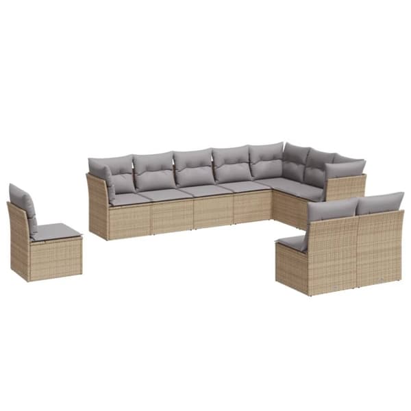 vidaXL sofasæt til haven 10 dele med hynder polyrattan beige