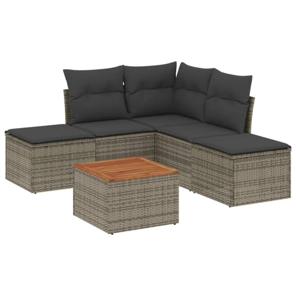 vidaXL sofasæt til haven 6 dele med hynder polyrattan grå