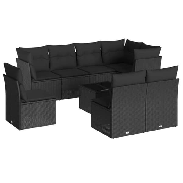 vidaXL sofasæt til haven 9 dele med hynder polyrattan sort