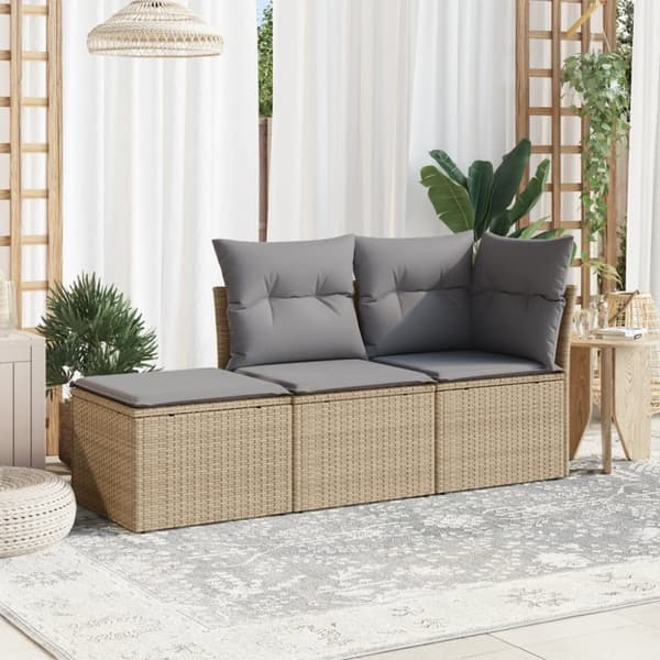 vidaXL sofasæt til haven 3 dele med hynder polyrattan beige