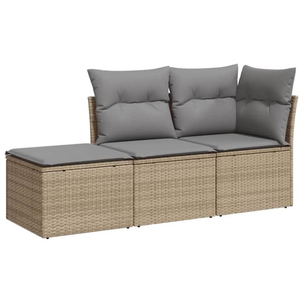 vidaXL sofasæt til haven 3 dele med hynder polyrattan beige