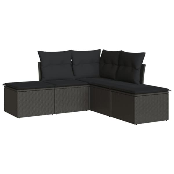 vidaXL Loungegrupp för trädgården med dynor 5 delar svart konstrotting