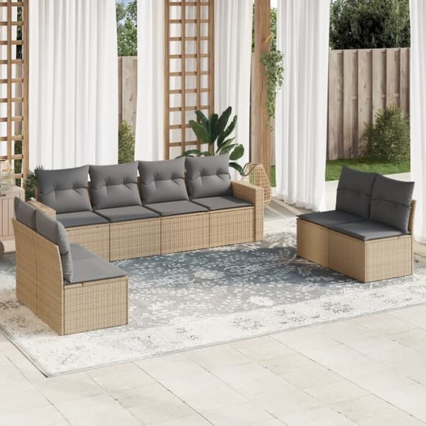 vidaXL sofasæt til haven 8 dele med hynder polyrattan beige