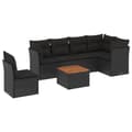 Miniatyrbillede 1 af 3: vidaXL sofasæt til haven 7 dele med hynder polyrattan sort