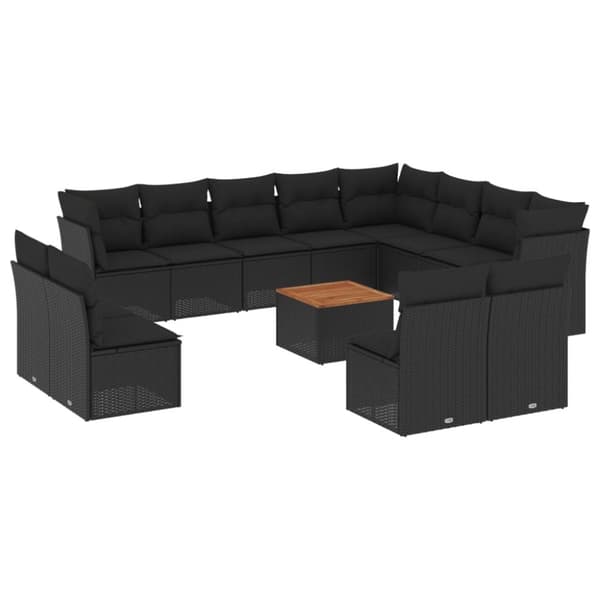 vidaXL sofasæt til haven 13 dele med hynder polyrattan sort