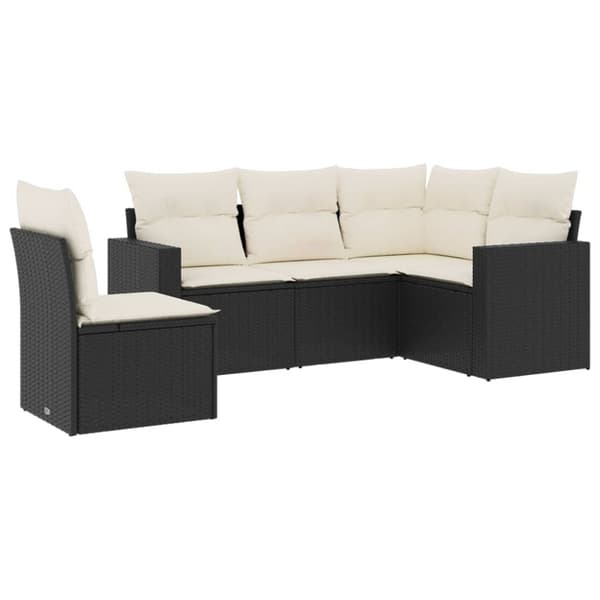 vidaXL sofasæt til haven 5 dele med hynder polyrattan sort