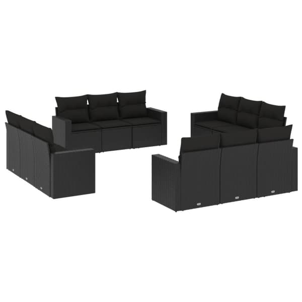 vidaXL Loungegrupp med dynor 12 delar svart konstrotting