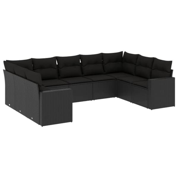 vidaXL sofasæt til haven 9 dele med hynder polyrattan sort