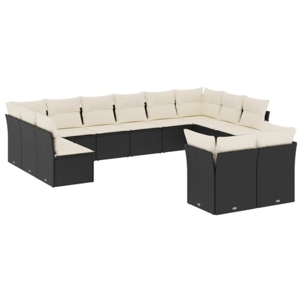 vidaXL sofasæt til haven 12 dele med hynder polyrattan sort