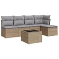 Miniatyrbillede 3 af 4: vidaXL sofasæt til haven 6 dele med hynder polyrattan beige
