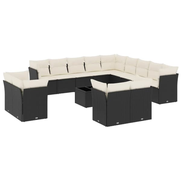 vidaXL sofasæt til haven 14 dele med hynder polyrattan sort