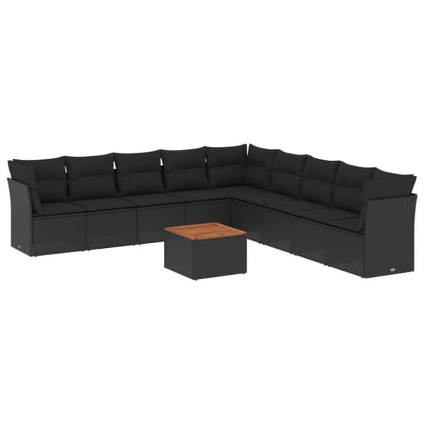 vidaXL sofasæt til haven 10 dele med hynder polyrattan sort