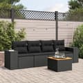 Miniatyrbillede 3 af 3: vidaXL sofasæt til haven 5 dele med hynder polyrattan sort