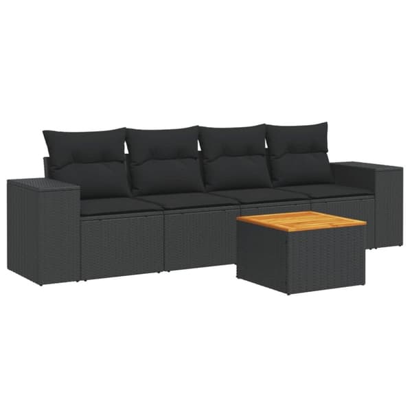 vidaXL sofasæt til haven 5 dele med hynder polyrattan sort