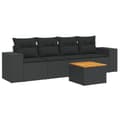 Miniatyrbillede 1 af 3: vidaXL sofasæt til haven 5 dele med hynder polyrattan sort